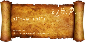 Árvay Pál névjegykártya