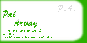 pal arvay business card
