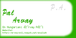 pal arvay business card